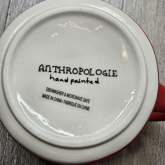 Anthropologie Hand Painted Coffee Mug E red - Picture 3 of 5